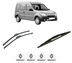 Set 3 stergatoare RENAULT KANGOO (KC0/1_) din 1997-2010, pentru parbriz si luneta fata si spate auto, Bosch Twin-Aerotwin Retrofit, din cauciuc siliconat rezistent, 4 Stickere Auto RENAULT - Img 2