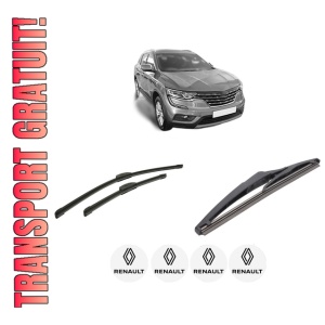Set 3 stergatoare RENAULT KOLEOS II (HC_) din 2016-2020, pentru parbriz si luneta fata si spate auto, Bosch Twin-Aerotwin Retrofit, din cauciuc siliconat rezistent, 4 Stickere Auto RENAULT
