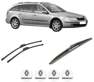 Set 3 stergatoare RENAULT LAGUNA II Grandtour (KG0/1_) din 2001-2007, pentru parbriz si luneta fata si spate auto, Bosch Twin-Aerotwin Retrofit, din cauciuc siliconat rezistent, 4 Stickere Auto RENAULT - Img 2