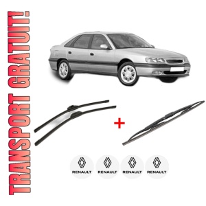 Set 3 stergatoare RENAULT SAFRANE II (B54_) din 1996 - 2000, pentru parbriz si luneta fata si spate auto, Bosch Twin, din cauciuc siliconat rezistent, 4 Stickere Auto RENAULT