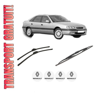 Set 3 stergatoare RENAULT SAFRANE II (B54_) din 1996-2000, pentru parbriz si luneta fata si spate auto, Bosch Twin-Aerotwin Retro Truck, din cauciuc siliconat rezistent, 4 Stickere Auto RENAULT