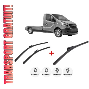 Set 3 stergatoare RENAULT TRAFIC III Platform/Chassis (EG_) din 2014, pentru parbriz si luneta fata si spate auto, Bosch Aerotwin, din cauciuc siliconat rezistent, 4 Stickere Auto RENAULT