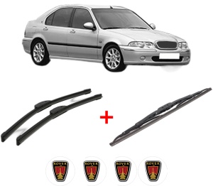 Set 3 stergatoare ROVER 45 I Hatchback (RT) din 2000 - 2005, pentru parbriz si luneta fata si spate auto, Bosch Twin, din cauciuc siliconat rezistent, 4 Stickere Auto ROVER v10835