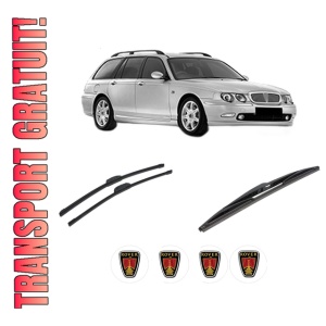 Set 3 stergatoare ROVER 75 I Tourer (RJ) din 2001-2005, pentru parbriz si luneta fata si spate auto, Bosch Twin-Aerotwin Retrofit, din cauciuc siliconat rezistent, 4 Stickere Auto ROVER