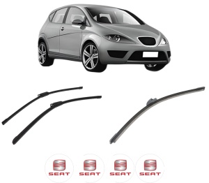 Set 3 stergatoare SEAT ALTEA (5P1) din 2004-2015, pentru parbriz si luneta fata si spate auto, Bosch Aerotwin-Aerotwin, din cauciuc siliconat rezistent, 4 Stickere Auto SEAT - Img 2