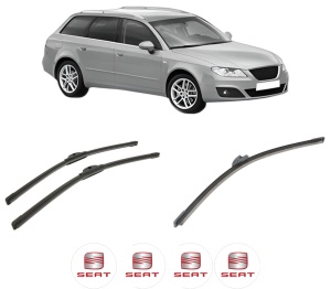 Set 3 stergatoare SEAT EXEO ST (3R5) din 2009-2013, pentru parbriz si luneta fata si spate auto, Bosch Aerotwin-Aerotwin, din cauciuc siliconat rezistent, 4 Stickere Auto SEAT - Img 2