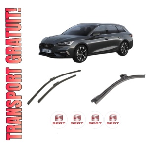 Set 3 stergatoare SEAT LEON Sportstourer (KL8, KLD) din 2020-2021, pentru parbriz si luneta fata si spate auto, Bosch Aerotwin-Aerotwin, din cauciuc siliconat rezistent, 4 Stickere Auto SEAT
