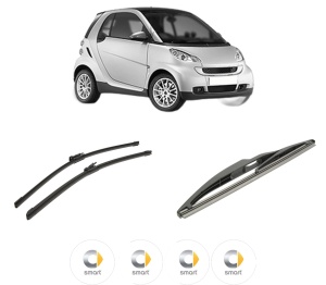 Set 3 stergatoare SMART FORTWO Coupe (451) din 2007-2013, pentru parbriz si luneta fata si spate auto, Bosch Twin-Aerotwin, din cauciuc siliconat rezistent, 4 Stickere Auto SMART - Img 2