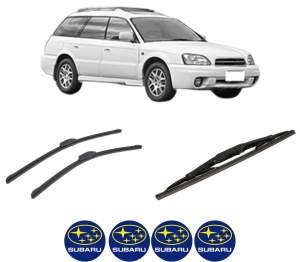 Set 3 stergatoare SUBARU LEGACY III Estate (BH) din 1998-2003, pentru parbriz si luneta fata si spate auto, Bosch Twin-Aerotwin Retrofit, din cauciuc siliconat rezistent, 4 Stickere Auto SUBARU - Img 2