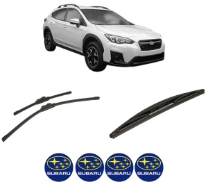 Set 3 stergatoare SUBARU XV (GT) din 2017-2019, pentru parbriz si luneta fata si spate auto, Bosch Twin-Aerotwin, din cauciuc siliconat rezistent, 4 Stickere Auto SUBARU - Img 2