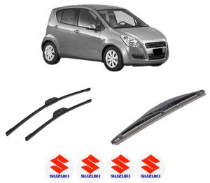 Set 3 stergatoare SUZUKI SPLASH (EX) din 2008-2012, pentru parbriz si luneta fata si spate auto, Bosch Twin-Aerotwin Retrofit, din cauciuc siliconat rezistent, 4 Stickere Auto SUZUKI - Img 2
