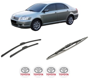 Set 3 stergatoare TOYOTA AVENSIS (_T25_) din 2003-2008, pentru parbriz si luneta fata si spate auto, Bosch Twin-Aerotwin Retrofit, din cauciuc siliconat rezistent, 4 Stickere Auto TOYOTA - Img 2