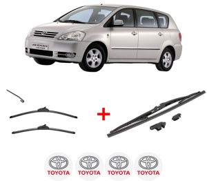 Set 3 stergatoare TOYOTA AVENSIS VERSO (_M2_) din 2001 - 2010, pentru parbriz si luneta fata si spate auto, Valeo Silencio, din cauciuc siliconat rezistent, 4 Stickere Auto TOYOTA v14794