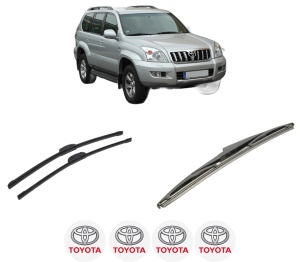Set 3 stergatoare TOYOTA LAND CRUISER PRADO (_J12_) din 2002-2010, pentru parbriz si luneta fata si spate auto, Bosch Twin-Aerotwin Retrofit, din cauciuc siliconat rezistent, 4 Stickere Auto TOYOTA - Img 2
