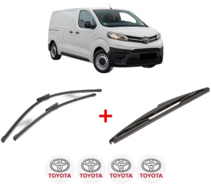 Set 3 stergatoare TOYOTA PROACE Bus (MDZ_) din 2016 - 2023, pentru parbriz si luneta fata si spate auto, Valeo Silencio, din cauciuc siliconat rezistent, 4 Stickere Auto TOYOTA v15334