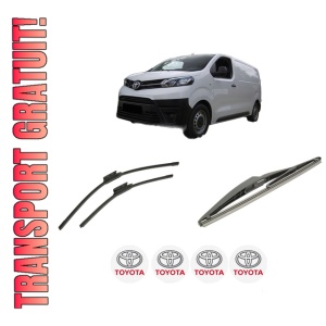 Set 3 stergatoare TOYOTA PROACE Platform/Chassis (MDZ_) din 2016-2024, pentru parbriz si luneta fata si spate auto, Bosch Twin-Aerotwin, din cauciuc siliconat rezistent, 4 Stickere Auto TOYOTA