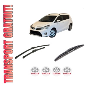 Set 3 stergatoare TOYOTA VERSO (_R2_) din 2009-2018, pentru parbriz si luneta fata si spate auto, Bosch Twin-Aerotwin Retrofit, din cauciuc siliconat rezistent, 4 Stickere Auto TOYOTA