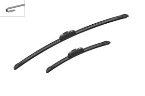 Set 3 stergatoare TOYOTA YARIS (_P9_) din 2005 - 2014, pentru parbriz si luneta fata si spate auto, Bosch Twin, din cauciuc siliconat rezistent, 4 Stickere Auto TOYOTA v9940