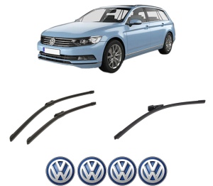 Set 3 stergatoare Volkswagen PASSAT B8 Variant (3G5, CB5) din 2014-2024, pentru parbriz si luneta fata si spate auto, Bosch Aerotwin-Aerotwin, din cauciuc siliconat rezistent, 4 Stickere Auto Volkswagen - Img 2