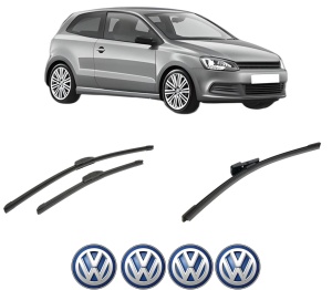 Set 3 stergatoare Volkswagen POLO V (6R1, 6C1) din 2009-2022, pentru parbriz si luneta fata si spate auto, Bosch Aerotwin-Aerotwin Retrofit, din cauciuc siliconat rezistent, 4 Stickere Auto Volkswagen - Img 2