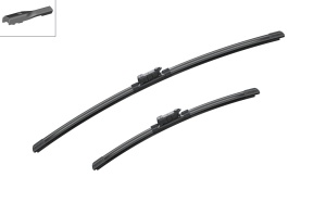 Set 3 stergatoare Volkswagen POLO V (6R1, 6C1) din 2009 - 2022, pentru parbriz si luneta fata si spate auto, Bosch Aerotwin, din cauciuc siliconat rezistent, 4 Stickere Auto VW v6076