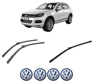 Set 3 stergatoare Volkswagen TOUAREG VAN (7P5) din 2011-2014, pentru parbriz si luneta fata si spate auto, Bosch Aerotwin-Aerotwin, din cauciuc siliconat rezistent, 4 Stickere Auto Volkswagen - Img 2