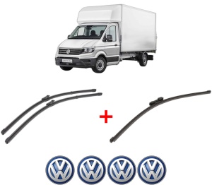 Set 3 stergatoare Volkswagen TRANSPORTER T6 Van (SGA, SGH, SHA, SHH) din 2015 - 2024, pentru parbriz si luneta fata si spate auto, Valeo Silencio Xtrm, din cauciuc siliconat rezistent, 4 Stickere Auto VW v12994