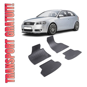 Set 4 covorase Audi A3/Sportback 2004-2013, din cauciuc 100%, compatibile cu autoturismul AUDI A3/Sportback