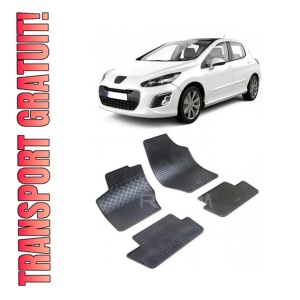 Set 4 covorase Peugeot 308 2007-2013, din cauciuc 100%, compatibile cu autoturismul PEUGEOT 308