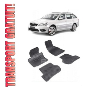 Set 4 covorase Skoda Octavia Ii 2005-2013, din cauciuc 100%, compatibile cu autoturismul SKODA Octavia