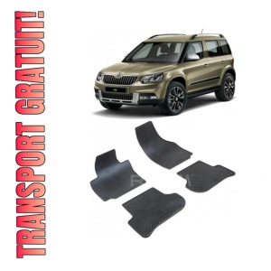 Set 4 covorase Skoda Yeti 2009-2017, din cauciuc 100%, compatibile cu autoturismul SKODA Yeti