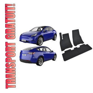 Set 4 covorase Tesla Model Y 2021-prezent, din cauciuc 100%, compatibile cu autoturismul TESLA Model