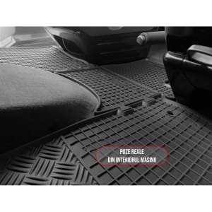 Set 4 covorase Volkswagen T 6 Transporter/Caravelle/Multivan 2 Locuri 2015- + Tunel2019, din cauciuc 100%, compatibile cu autoturismul Volkswagen T v5336