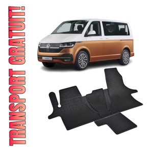 Set 4 covorase Volkswagen T6. 1 Transporter/Caravelle/Multivan 2M 2019-prezent, din cauciuc 100%, compatibile cu autoturismul Volkswagen T6
