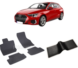 Set 5 covorase AUDI A3 8Y din 03.2020-PREZENT, cu covoras tunel median, CAROSERIE HATCHBACK, Presuri cauciuc 100%, compatibil cu autoturismul AUDI A3 8Y, Rigum - Img 2