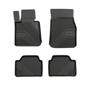 Set 5 covorase auto BMW Seria 1 (F20) din 2011-2019, cu covoras tunel median, presuri auto din cauciuc, 4x Stickere auto cu BMW - Img 3