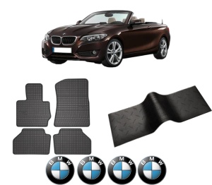 Set 5 covorase auto BMW Seria X4 (F26) din 2012-2017, cu covoras tunel median, presuri auto din cauciuc, 4x Stickere auto cu BMW - Img 2