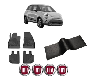 Set 5 covorase auto FIAT 500L (351_, 352_) din 2014-2020, cu covoras tunel median, presuri auto din cauciuc, 4x Stickere auto cu FIAT - Img 2