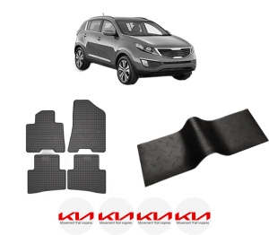 Set 5 covorase auto KIA SPORTAGE III (SL) din 2010-2023, cu covoras tunel median, presuri auto din cauciuc, 4x Stickere auto cu KIA - Img 2