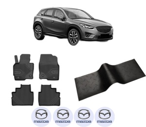 Set 5 covorase auto MAZDA CX-5 (KE, GH) din 2016-2019, cu covoras tunel median, presuri auto din cauciuc, 4x Stickere auto cu MAZDA - Img 2