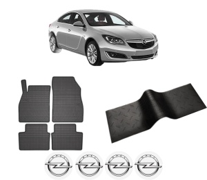Set 5 covorase auto OPEL INSIGNIA A (G09) din 2009-2018, cu covoras tunel median, presuri auto din cauciuc, 4x Stickere auto cu OPEL - Img 2