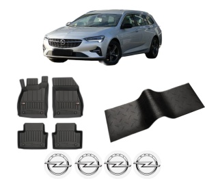 Set 5 covorase auto OPEL INSIGNIA A Sports Tourer (G09) din 2004-2012, cu covoras tunel median, presuri auto din cauciuc, 4x Stickere auto cu OPEL - Img 2