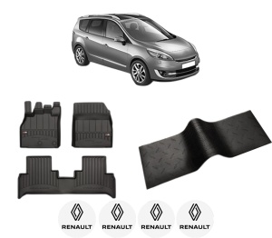Set 5 covorase auto RENAULT GRAND SCENIC III (JZ0/1_) din 2014-2018, cu covoras tunel median, presuri auto din cauciuc, 4x Stickere auto cu RENAULT - Img 2