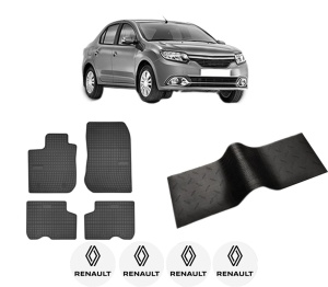 Set 5 covorase auto RENAULT LOGAN/STEPWAY II (L8_) din 2010-2015, cu covoras tunel median, presuri auto din cauciuc, 4x Stickere auto cu RENAULT - Img 2