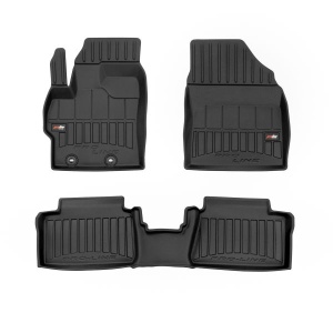 Set 5 covorase auto TOYOTA YARIS (_P21_, _PA1_, _PH1_) din 2007-2018, cu covoras tunel median, presuri auto din cauciuc, 4x Stickere auto cu TOYOTA - Img 3