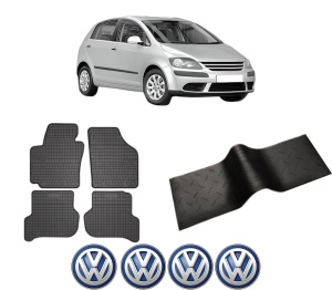 Set 5 covorase auto Volkswagen GOLF PLUS V (5M1, 521) din 2008-2013, cu covoras tunel median, presuri auto din cauciuc, 4x Stickere auto cu Volkswagen - Img 2
