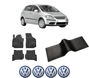 Set 5 covorase auto Volkswagen GOLF PLUS V (5M1, 521) din 2008-2013, cu covoras tunel median, presuri auto din cauciuc, 4x Stickere auto cu Volkswagen - Img 2