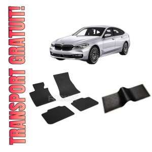 Set 5 covorase BMW SERIA 6 G32 din 11.2017-PREZENT, cu covoras tunel median, CAROSERIE GRAN TURISMO, Presuri cauciuc 100%, compatibil cu autoturismul BMW SERIA 6 G32, Rigum