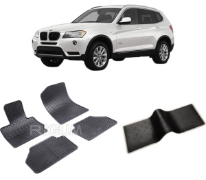 Set 5 covorase BMW X3 F25 din 11.2010-10.2017, cu covoras tunel median, CAROSERIE SUV, Presuri cauciuc 100%, compatibil cu autoturismul BMW X3 F25, Rigum - Img 2