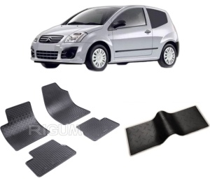 Set 5 covorase CITROEN C2 din 2003-10.2009, cu covoras tunel median, CAROSERIE HATCHBACK, Presuri cauciuc 100%, compatibil cu autoturismul CITROEN C2, Rigum - Img 2